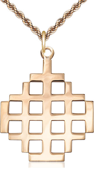 14kt Gold Filled Jerusalem Cross Medal Catholic Jewelry
