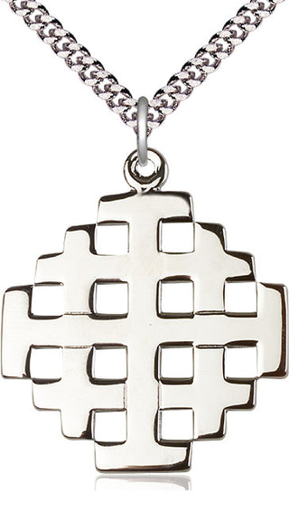 Sterling Silver Jerusalem Cross Medal Catholic Jewelry