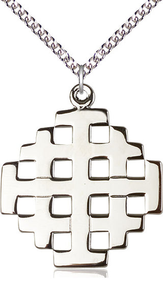 Sterling Silver Jerusalem Cross Medal Catholic Jewelry