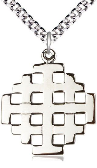Sterling Silver Jerusalem Cross Medal Catholic Jewelry