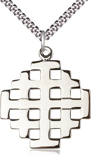 Sterling Silver Jerusalem Cross Medal Catholic Jewelry