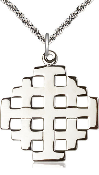 Sterling Silver Jerusalem Cross Medal Catholic Jewelry