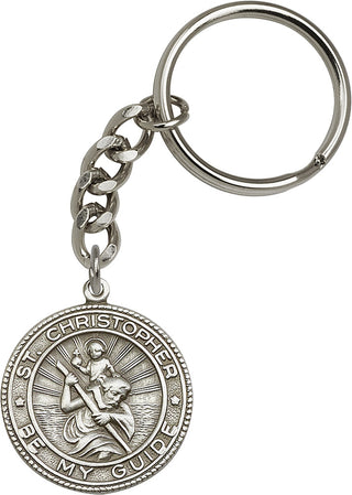 Silver Oxide Saint Christopher Keychain