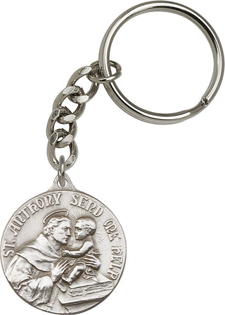 Silver Oxide Saint Anthony Keychain