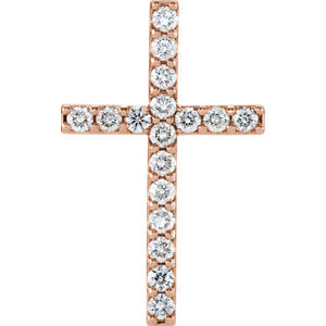 14K Rose 1 CTW Petite Diamond Cross Pendant