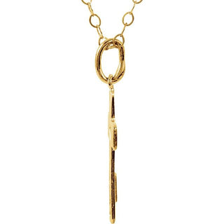 14K Yellow Pierced Heart Cross 15" Necklace 