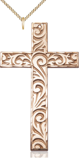14kt Gold Filled Knurled Cross Medal Catholic Jewelry