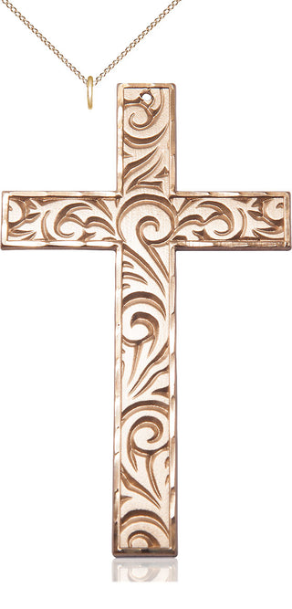 14kt Gold Filled Knurled Cross Medal Catholic Jewelry