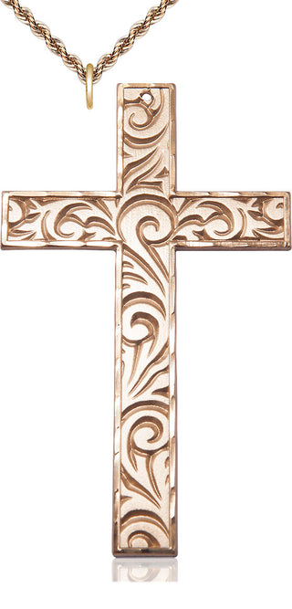 14kt Gold Filled Knurled Cross Medal Catholic Jewelry