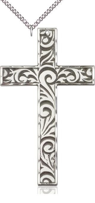 Sterling Silver Knurled Cross Medal Catholic Jewelry