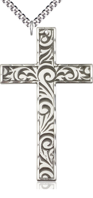 Sterling Silver Knurled Cross Medal Catholic Jewelry