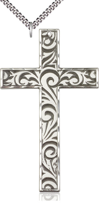 Sterling Silver Knurled Cross Medal Catholic Jewelry