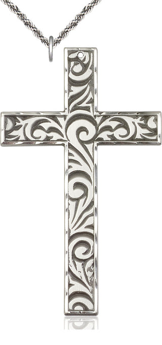 Sterling Silver Knurled Cross Medal Catholic Jewelry