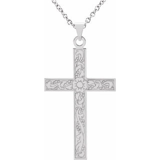 14K White 22x14 mm Cross 18" Necklace