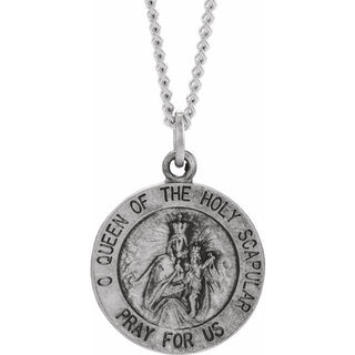 Sterling Silver 15 mm Round Scapular 18" Necklace