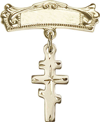 14kt Gold Filled Badge Pin Greek Orthadox Cross Baby Badge