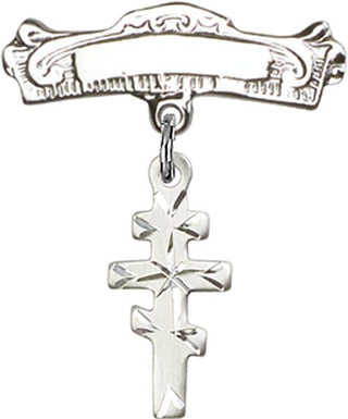 Sterling Silver Badge Pin Greek Orthadox Cross Baby Badge