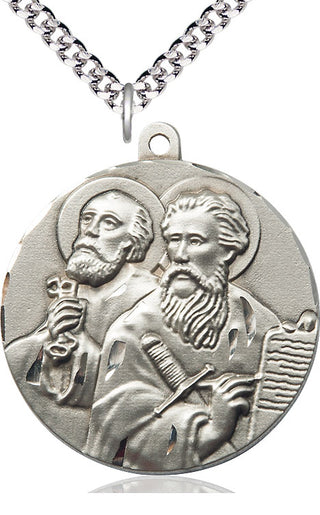 Sterling Silver Saint Peter St Paul Medal Catholic Jewelry