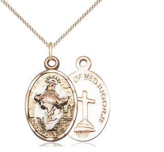 14kt Gold Our Lady of Medugorje Medal