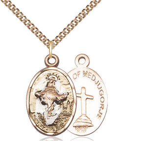 14kt Gold Our Lady of Medugorje Medal