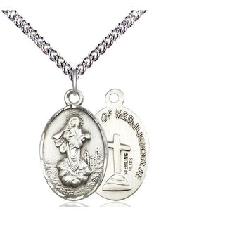 Sterling Silver Our Lady of Medugorje Medal Religious Jewelry