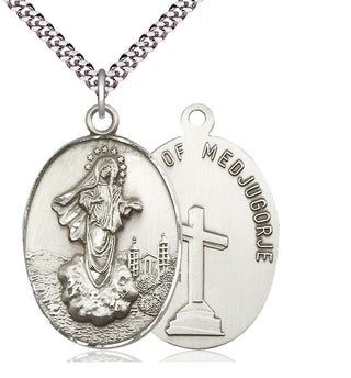 Sterling Silver Our Lady of Medugorje Medal Catholic Jewelry