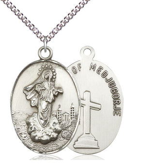 Sterling Silver Our Lady of Medugorje Medal Catholic Jewelry