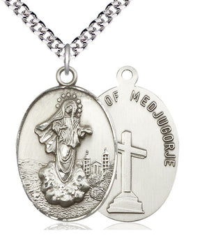 Sterling Silver Our Lady of Medugorje Medal Catholic Jewelry