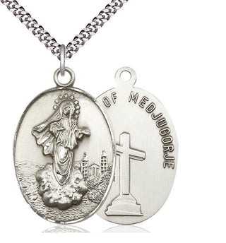 Sterling Silver Our Lady of Medugorje Medal Catholic Jewelry