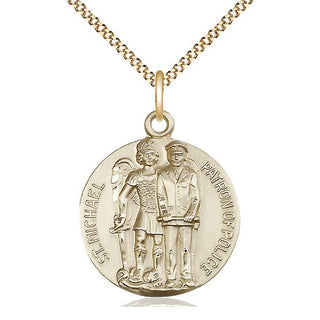 14kt Gold Filled Saint Michael the Archangel Medal Catholic Jewelry Engraved Catholic Saint Jewelry