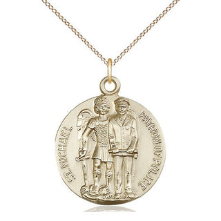 14kt Gold Filled Saint Michael the Archangel Medal Catholic Jewelry Engraved Catholic Saint Jewelry