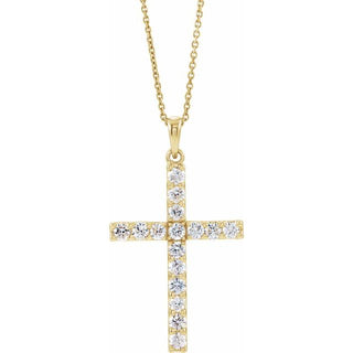 14K Yellow 1/5 CTW Lab-Grown Diamond Cross 18" Necklace