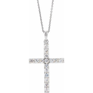 14K White 1/2 CTW Lab-Grown Diamond Cross 18" Necklace