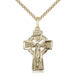 14kt Gold Filled Celtic Crucifix Medal Catholic Jewelry
