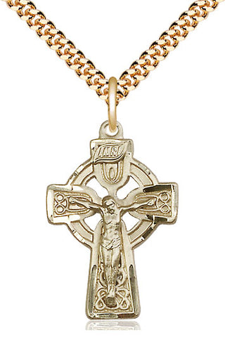14kt Gold Filled Celtic Crucifix Medal Catholic Jewelry