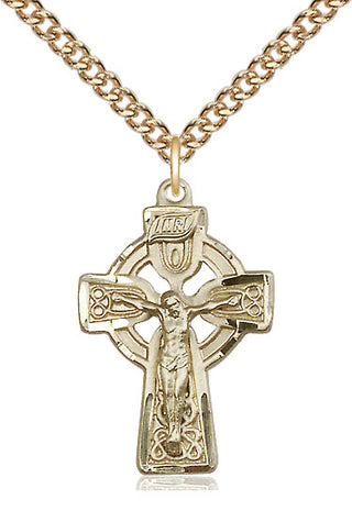 14kt Gold Filled Celtic Crucifix Medal Catholic Jewelry
