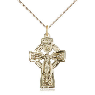 14kt Gold Celtic Crucifix Medal