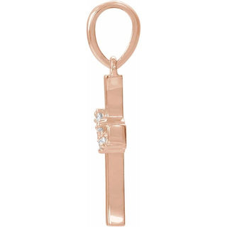 14K Rose .06 CTW Natural Diamond Cluster Cross Pendant