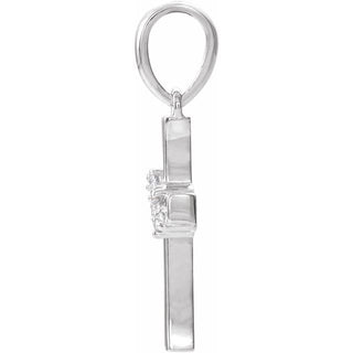Sterling Silver .06 CTW Natural Diamond Cluster Cross Pendant