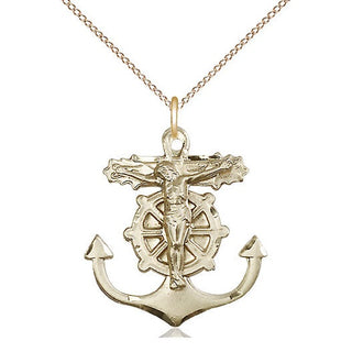 14kt Gold Anchor Crucifix Medal