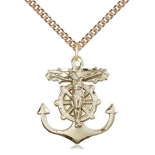 14kt Gold Anchor Crucifix Medal