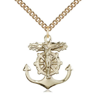 14kt Gold Anchor Crucifix Medal