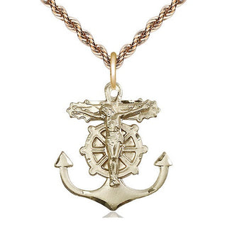 14kt Gold Anchor Crucifix Medal