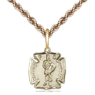 14kt Gold Saint Florian Medal Engraved Catholic Saint Jewelry