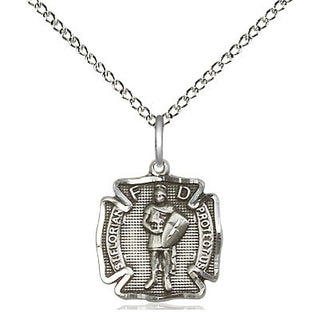 Sterling Silver Saint Florian Medal Religious and Catholic Jewelry Engraved Catholic Saint Jewelry