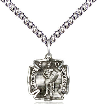 Sterling Silver Saint Florian Medal Religious and Catholic Jewelry Engraved Catholic Saint Jewelry