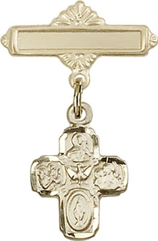 14kt Gold Filled Polished Badge Pin 4-Way Baby Badge