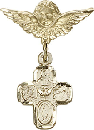 14kt Gold Filled Small Angel w/Wings 4-Way Baby Badge