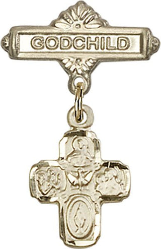 14kt Gold Filled Godchild 4-Way Baby Badge
