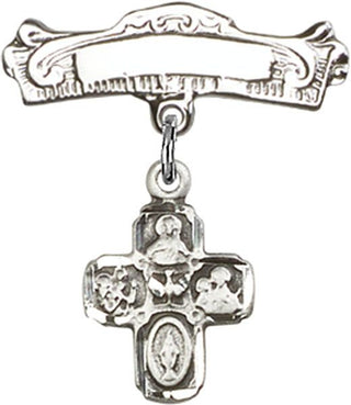 Sterling Silver Badge Pin 4-Way Baby Badge